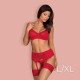 OBSESSIVE  JOLIEROSE 3-PIECE LINGERIE SET RED