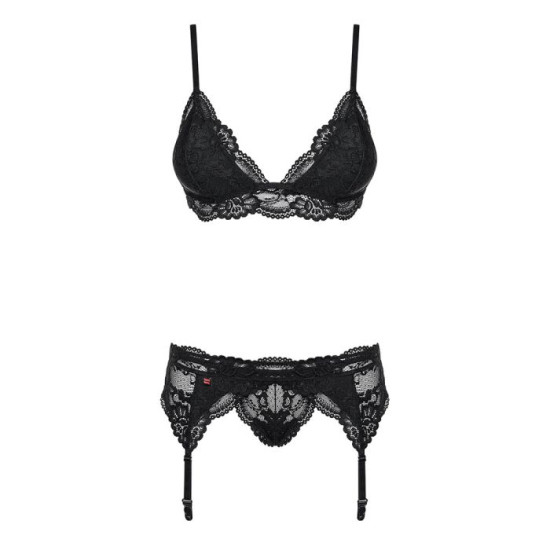 OBSESSIVE 810-SEG-1 3 PCS LINGERIE SET L/XL BLACK