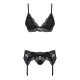 OBSESSIVE 810-SEG-1 3 PCS LINGERIE SET L/XL BLACK