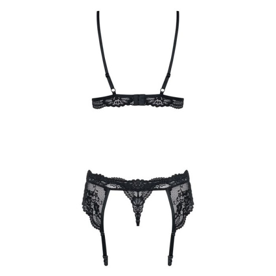 OBSESSIVE 810-SEG-1 3 PCS LINGERIE SET L/XL BLACK