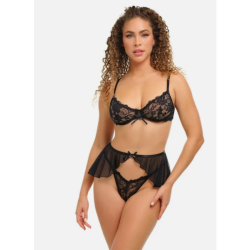 OH LA LA CHERI  CELESTE 3 PC LINGERIE SET BLACK