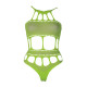 Cut Out Thong Bodysuit Neon Green Plus Size