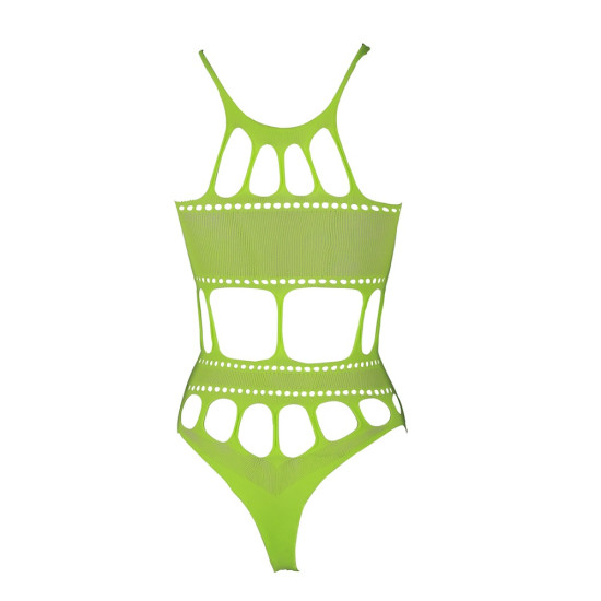 Cut Out Thong Bodysuit Neon Green Plus Size